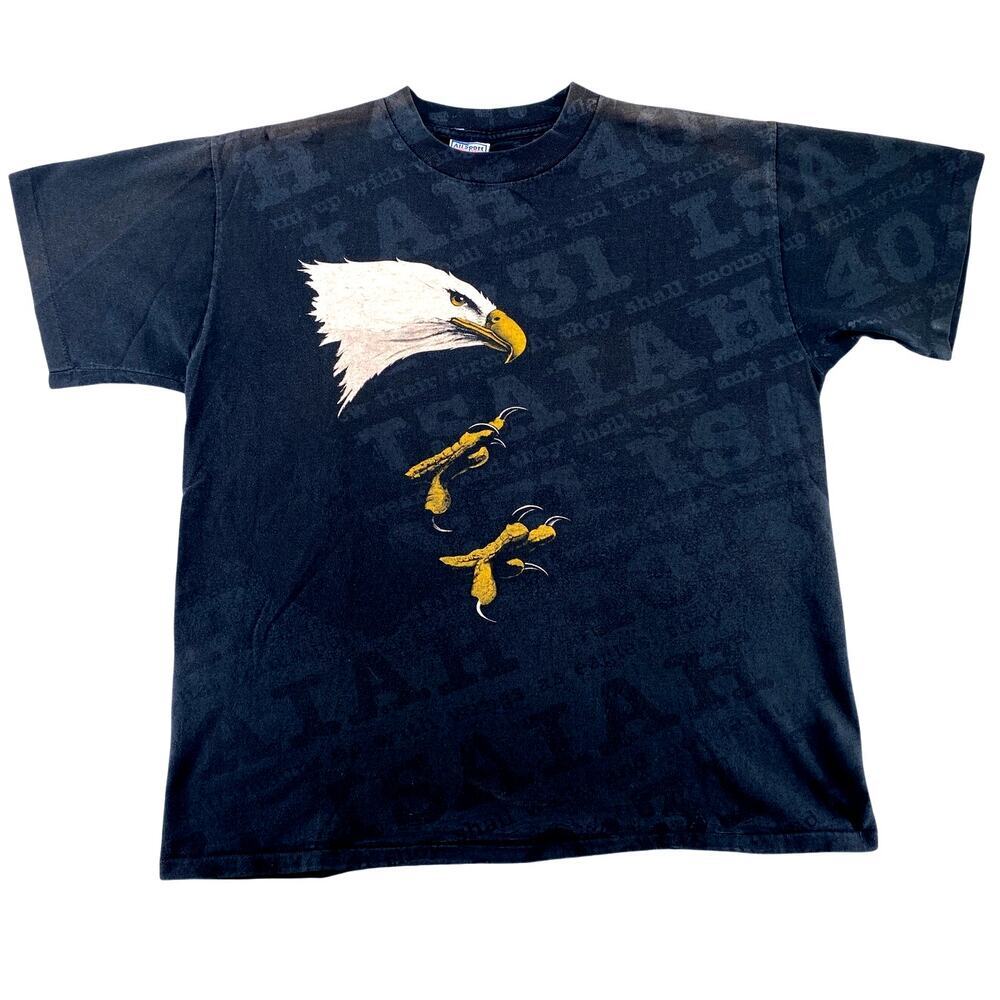 Vintage Eagle T Shirt XL Faded Black AllSport USA Distressed Graphic Tee